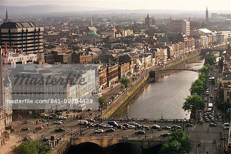 Aerial view along the River Liffey, Dublin, Eire (Republic of Ireland), Europe