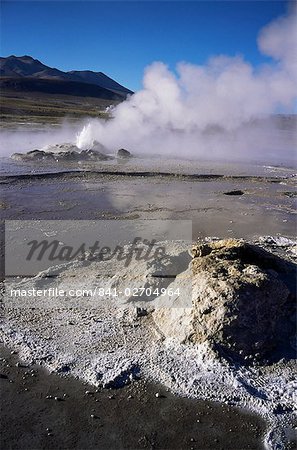 El Tatio Geysers and fumaroles, Andes at 4300m, northern area, Chile, South America