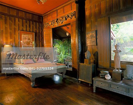 Chambre à coucher, maison de Jim Thompson, Bangkok (Thaïlande), l'Asie du sud-est, Asie