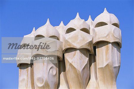 Maison d'architecture de Gaudi, la Casa Milà, La Pedrera, patrimoine mondial de l'UNESCO, Barcelona, Catalunya (Catalogne) (Catalunya), Espagne, Europe