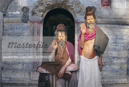 Sadhus (hommes saints), Pashupatinath, Katmandou, Népal, Asie