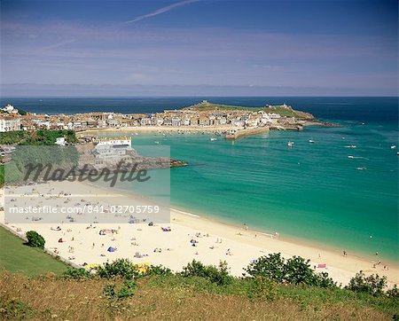 Porthminster beach and harbour, St. Ives, Cornwall, England, United Kingdom, Europe