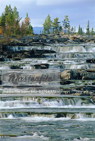 Trappstegforsarna Wasserfälle, Fatmomakke Region, Lappland, Schweden, Skandinavien, Europa