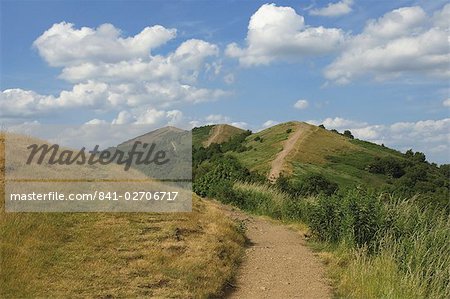 Footpath along the main ridge of the Malvern Hills, Worcestershire, Midlands, England, United Kingdom, Europe