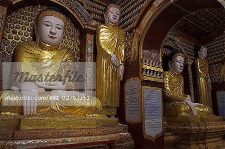 Golden Buddhas inside the paya, Thanboddhay Paya built in the 20th century by Moehnyin Sayadaw, said to contain over 500000 Buddha images, Monywa, Sagaing Division, Myanmar (Burma), Asia