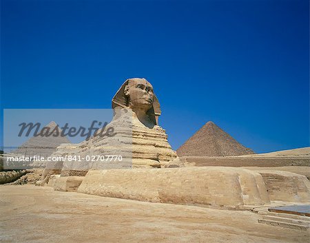 Le grand Sphinx et deux des pyramides à Gizeh, patrimoine mondial de l'UNESCO, le Caire, Egypte, Afrique du Nord, Afrique