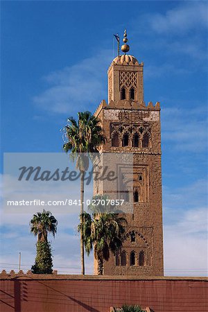 Koutoubia minaret and mosque, Marrakesh, Morocco, North Africa, Africa