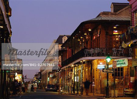 Bourbon Street in the evening, New Orleans, Louisiana, United States of America