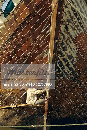 Constructeur de bateaux, Sunda Kelapa (Vieux Port), Jakarta (Djakarta), Java, Indonésie