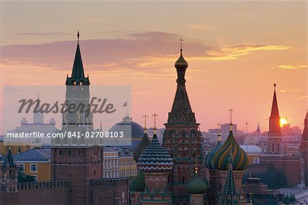 Cathédrale Saint-Basile et Kremlin, Moscou, Russie