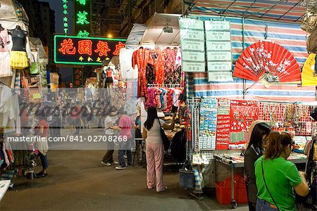 Rue du marché de nuit, Mongkok, Kowloon, Hong Kong, Chine, Asie