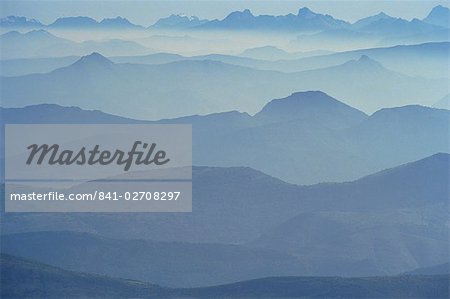 View from Mount Ventoux looking towards the Alps, Rhone Alpes, France, Europe