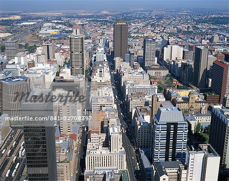 Luftaufnahme über zentrale Johannesburg, Transvaal, Südafrika, Afrika