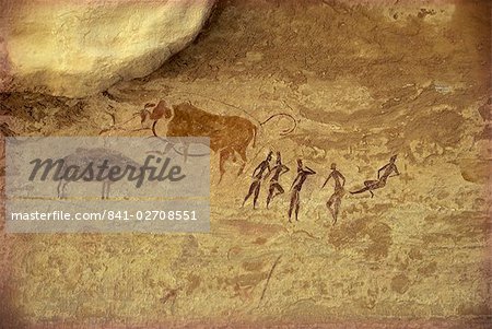 Felszeichnungen auf dem Tassili-Plateau Jabban, Nord-Afrika, Sahara, Algerien, Afrika