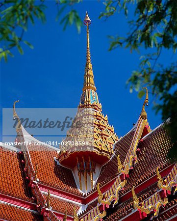Ornamental spire, Wat Chalong Temple, Phuket, Thailand, Asia