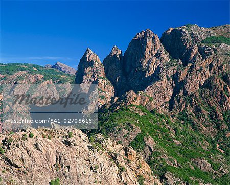 Felsformationen von Capo Ferolata, in der Nähe von Porto, Korsika, Frankreich, Europa