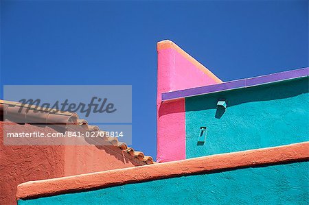 Colourful roof detail in village, La Placita, Tucson, Arizona, United States of America, North America