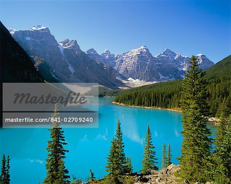Moraine Lake, Tal der zehn Gipfel, Banff Nationalpark, Rocky Mountains, Alberta, Kanada