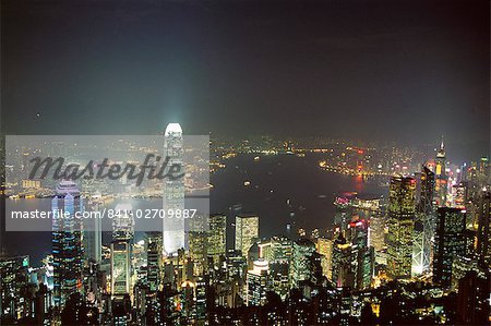 Hong Kong skyline de nuit depuis le sommet de l'île de Hong Kong, Hong Kong, Chine, Asie Hong Kong skyline de nuit depuis le sommet de l'île de Hong Kong, Hong Kong, Chine, Asie