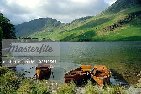 Boats on the lake, Buttermere, Lake District National Park, Cumbria, England, UK Boats on the lake, Buttermere, Lake District National Park, Cumbria, England, UK
