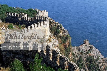 Part of the encircling 8 km long encircling wall, Alanya, Anatolia, Turkey, Asia Minor, Eurasia