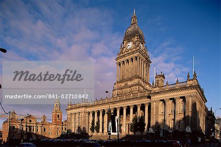 Rathaus, einem großen viktorianischen Gebäude auf The Headrow, Leeds, Yorkshire, England, Vereinigtes Königreich, Europa
