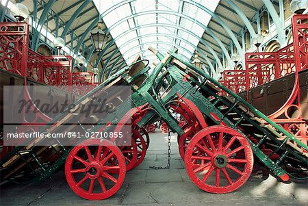 Market barrows in Covent Garden before re-development, London, England, United Kingdom, Europe