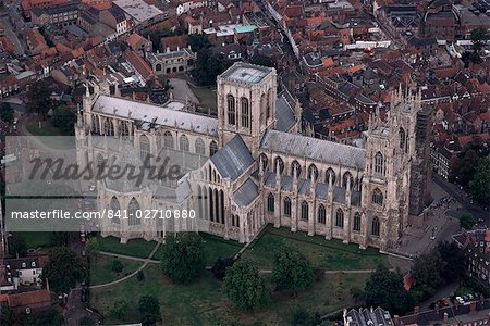 Aerial view of York Minster, York, Yorkshire, England, United Kingdom, Europe Aerial view of York Minster, York, Yorkshire, England, United Kingdom, Europe