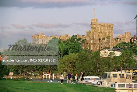 Windsor Castle from Eton Meadows across the River Thames, Windsor, Berkshire, England, United Kingdom, Europe