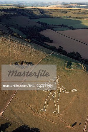 Vue aérienne du Cerne Abbas géant, Dorset, Angleterre, Royaume-Uni, Europe