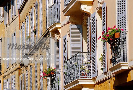 Shutters and balconies, Aix en Provence, Provence, France, Europe