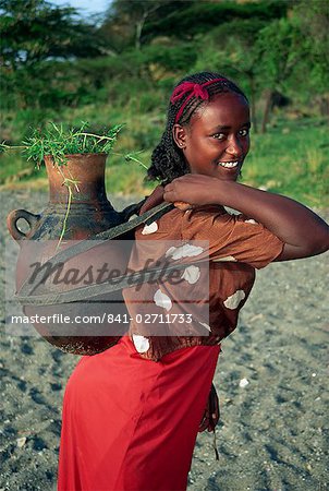 Portrait of woman fetching water, Ethiopia, Africa
