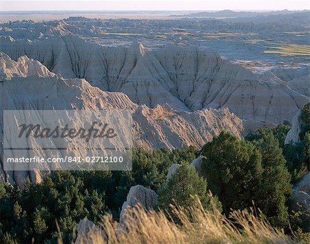 View over eroded landscape, Badlands National Park, South Dakota, United States of America (USA), North America