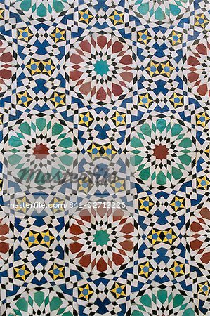 Detail of tilework, the Royal Palace, Fez, Morocco, North Africa, Africa