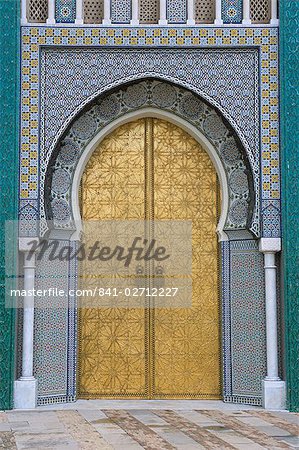 Porte ornée, Palais Royal, Fès, Maroc, Afrique du Nord, Afrique Porte ornée, Palais Royal, Fès, Maroc, Afrique du Nord, Afrique