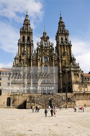 Cathédrale de Santiago sur la Plaza faire Obradoiro, patrimoine mondial UNESCO, Saint Jacques de Compostelle, Galice, Espagne, Europe