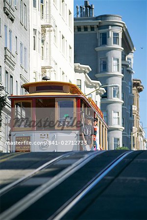 Cable car on Hyde Street, San Francisco, California, United States of America (U.S.A.), North America