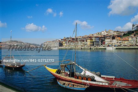 Port barge on the Douro River, Porto (Oporto), Portugal, Europe