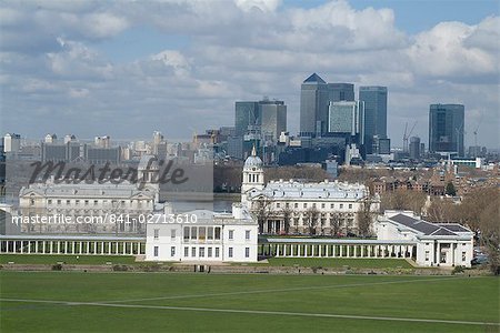 Vue sur Londres à partir de Greenwich, patrimoine mondial de l'UNESCO, SE10, Angleterre, Royaume-Uni, Europe