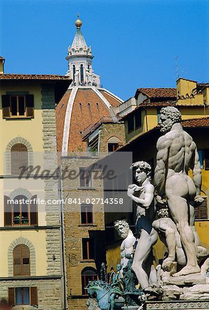Statues of Hercules and David, Piazza della Signoria, Florence, Tuscany, Italy