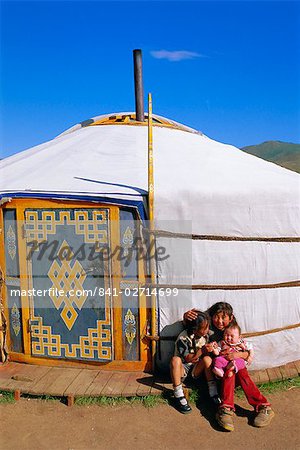 Campement de nomades, vallée de l'Orkhon, Övörkhangaï, Mongolie