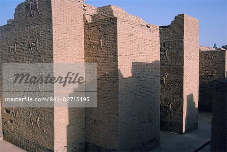 Animals in relief on the South Palace, archaeological site of Babylon, Iraq, Middle East