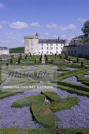 Jardins à la française, château de Villandry, patrimoine mondial de l'UNESCO, Indre et Loire, vallée de la Loire, France, Europe