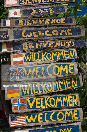 Signe de bienvenue, Laem Tong beach, île de Phi Phi Don, Thaïlande, Asie, Asie