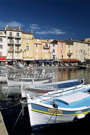 Boats and waterfront, St. Tropez, Var, Cote d'Azur, Provence, French Riviera, France