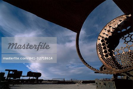 Broken down train yard next to the town of Uyuni, Bolivia, South America