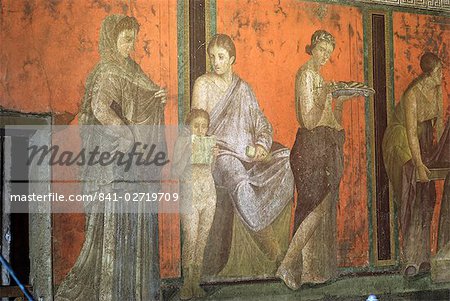 Peintures murales, Villa du mystères, Pompéi, l'UNESCO World Heritage Site, Campanie, Italie, Europe