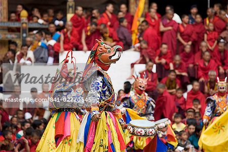 Buddhistische Festival (Tsechu), Trashi Chhoe Dzong, Thimphu, Bhutan, Asien