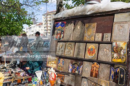 Icons at Aleksander Nevski church market, Sofia, Bulgaria, Europe