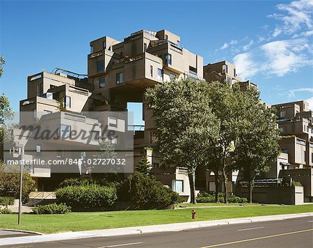 Habitat 67, 2600, Pierre Dupuy Avenue, Montréal, 1967. Extérieur. Architecte : Moshe Safdie